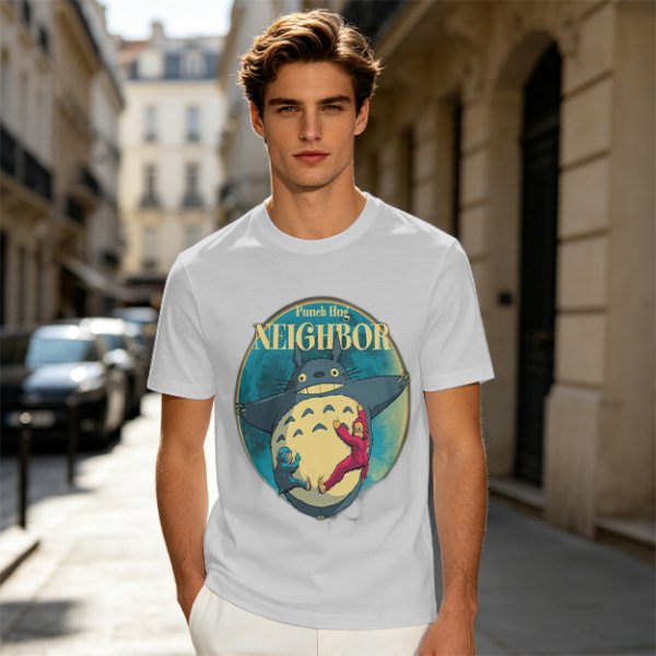Olive T-shirt with Totoro Neighbor Graphic Print