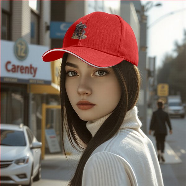 Black Baseball Cap with Fantasy Warrior and Companion Art Print