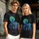 Olive Green Anime Graphic T-Shirt with Spiky Character Art