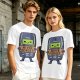 Olive T-Shirt Featuring a Retro Mobile Phone Holding a Never Forget Sign