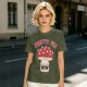 Olive green graphic t-shirt with 'Pretty Fly' and cool mushroom print