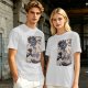 Olive T-Shirt with Japanese Ukiyo-e Dragon and Wave Print