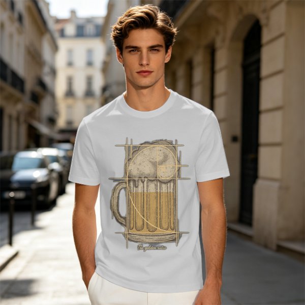 Beer Mug with Golden Ratio Graphic Novelty T-Shirt Print