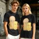 Olive T-Shirt With Cute Cartoon Bread And Butter Graphic