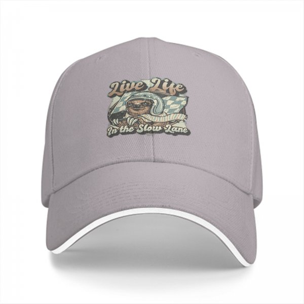 Live Life In The Slow Lane Sloth Graphic Baseball Cap