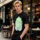 Olive Green T-Shirt With Leaf Shaped Tamagotchi Totoro Print