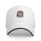 Black baseball cap with 'If it fits I sits' cat graphic print