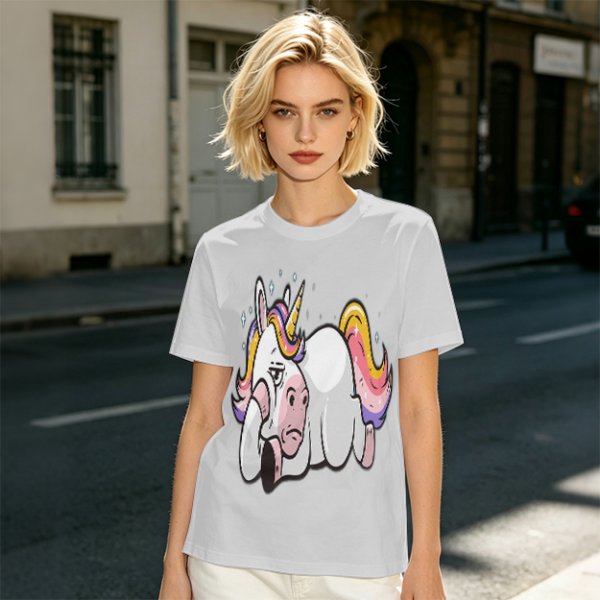 Olive T-shirt with Bored Unicorn Graphic Print