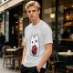 Olive T-Shirt With Cute White Cat Holding D20 Dice Print