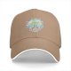 Black baseball cap with whimsical magical plant and mushroom graphic