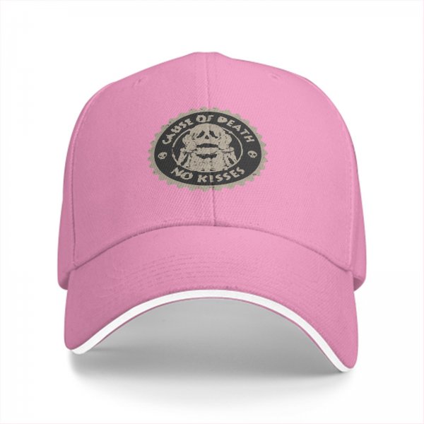 Black Baseball Cap With 'Cause Of Death No Kisses' Skull Graphic
