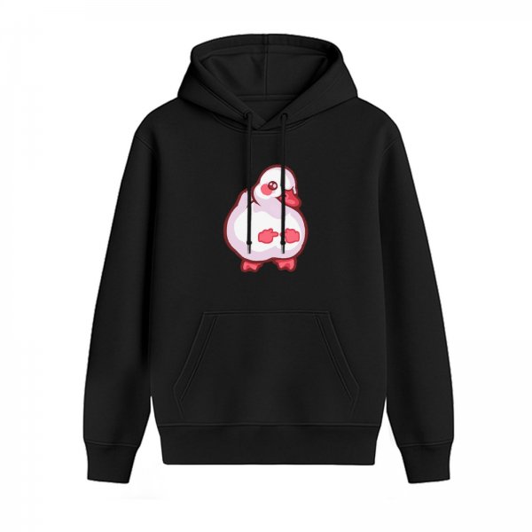 Black Hoodie With Cute Pink Duck Graphic Print