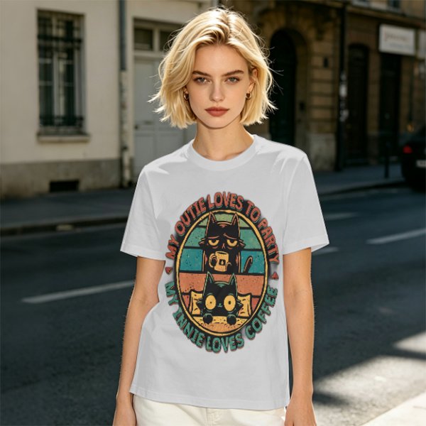 My Outie Loves To Party My Innie Loves Coffee Cat T-Shirt