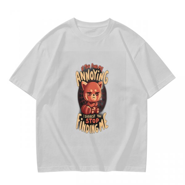 Olive t-shirt with annoyed red panda graphic and funny text