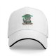 Black baseball cap with a sassy cat graphic and 'I want to behave but there's too many options' text