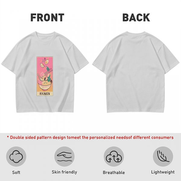 Olive T-Shirt With Ramen Tarot Card Style Graphic Print