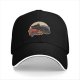Black Baseball Cap With Lazy Cat Gaming Snack Print