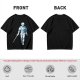 Olive T-shirt with Walking Swordsman Graphic Print
