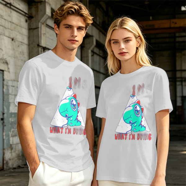 Olive T-Shirt With Cute Dinosaur Graphic And 'What I'm Doing' Text