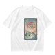 Olive T-shirt with Japanese style dragon and lightning graphic print