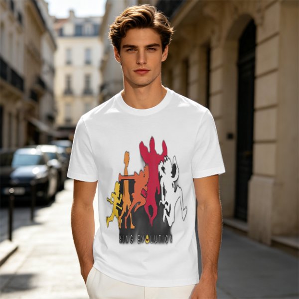 Olive Graphic T-Shirt with King Evolution Character Silhouettes