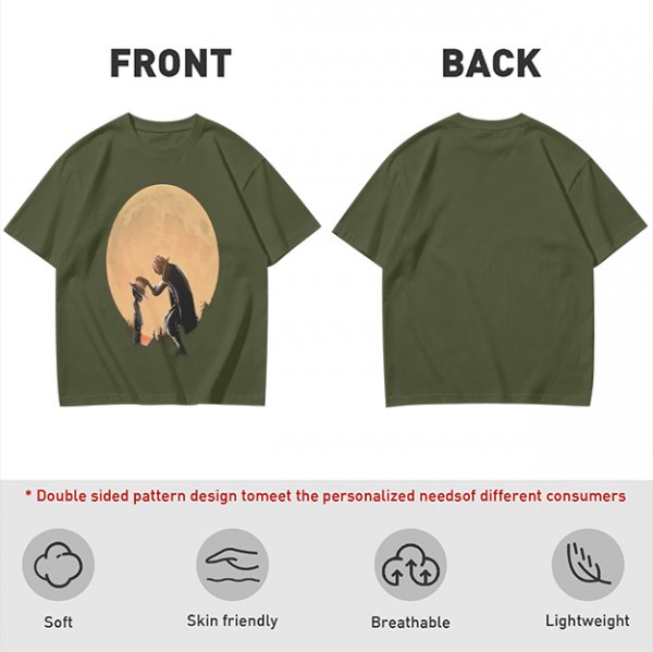 Olive T-Shirt With Moonlit Cowboy Silhouette Graphic