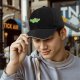 Black Baseball Cap With Cute Green Dinosaur Graphic