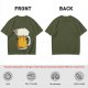 Olive Green T-Shirt With Funny Sheep Beer Mug Graphic
