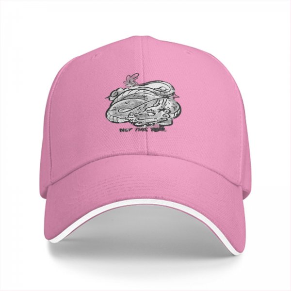 Black Baseball Cap With White Swirling Dragon Artwork
