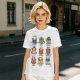 Olive T-Shirt With Cute Animal Teacup Character Print