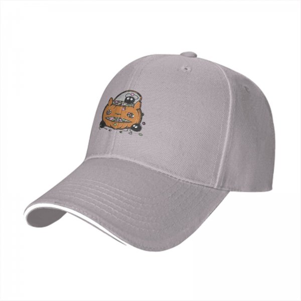 Black baseball cap with Halloween pumpkin and soot sprite graphic