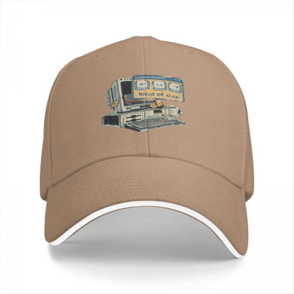 Black baseball cap with retro computer 'just another kind of day' print