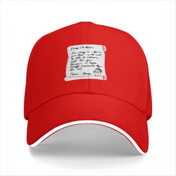 Black baseball cap with funny Santa note print about gift delays