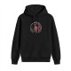 Black hoodie with gothic chain and sword skull graphic print