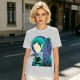 Anime Character Silhouette Wisteria Floral Graphic Olive T-Shirt