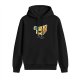 Black Hoodie With Cartoon Cheese Taking Selfie Peace Sign Graphic