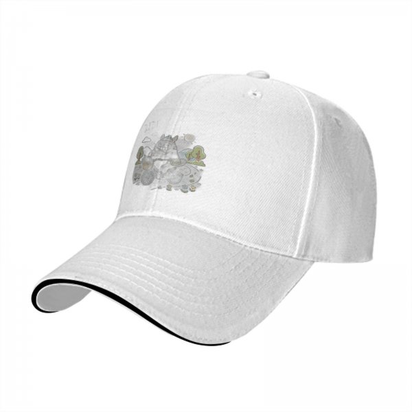 Black Baseball Cap With Subtle Nature Inspired Graphic Print
