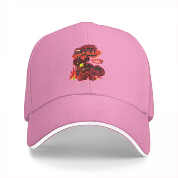 Black baseball cap with My Little Diablo evil magic graphic print