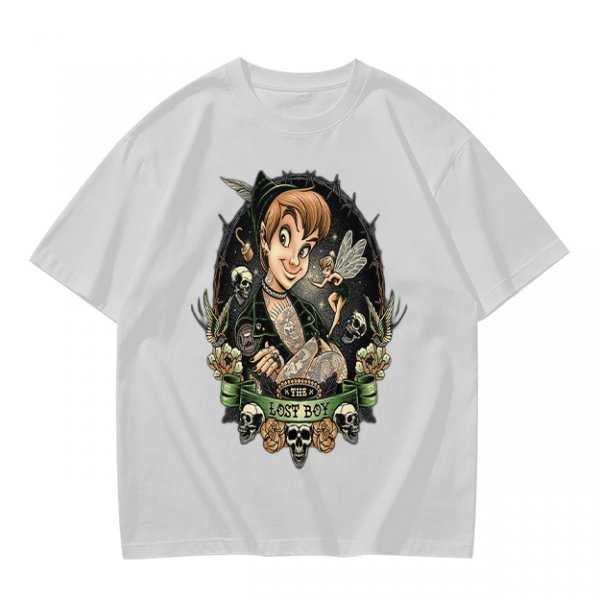 Olive T-Shirt with Dark Peter Pan and Tinker Bell 'Lost Boy' Graphic