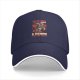 Black baseball cap with cute demon goat graphic and text
