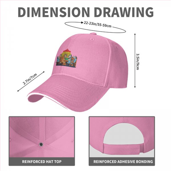 Black Baseball Cap With Cartoon Dog Family Dining Print