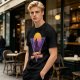 Olive green retro sunset graphic t-shirt with Hero of Time print