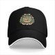 Black baseball cap with vegetable soup themed graphic print