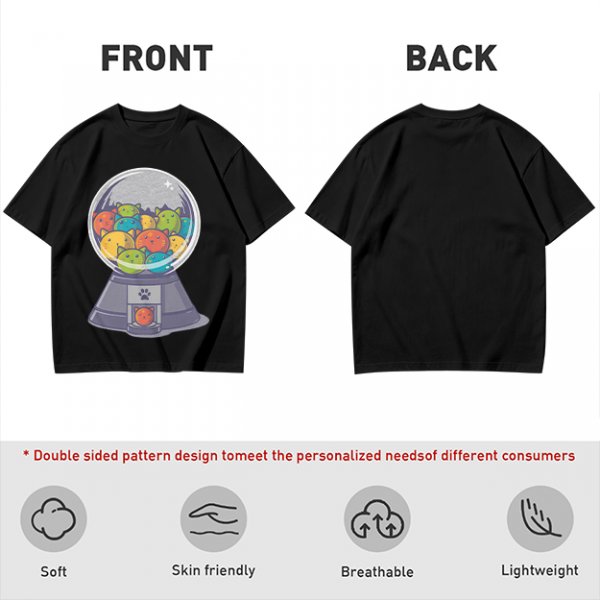 Olive T-Shirt With Cat Gumball Machine Artwork