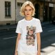 Olive t-shirt with a cat wizard making coffee disappear magic trick print