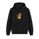 Black Hoodie With Cute Cowboy Cat Graphic Print
