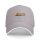 Black baseball cap with 'Here I Crumb' bread graphic print