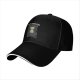Black baseball cap with cat-tholics religious parody graphic print