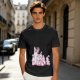 Olive Green T-Shirt With Pink Whimsical Graphic Print