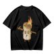Olive T-Shirt With Surprised Burning Marshmallow Graphic